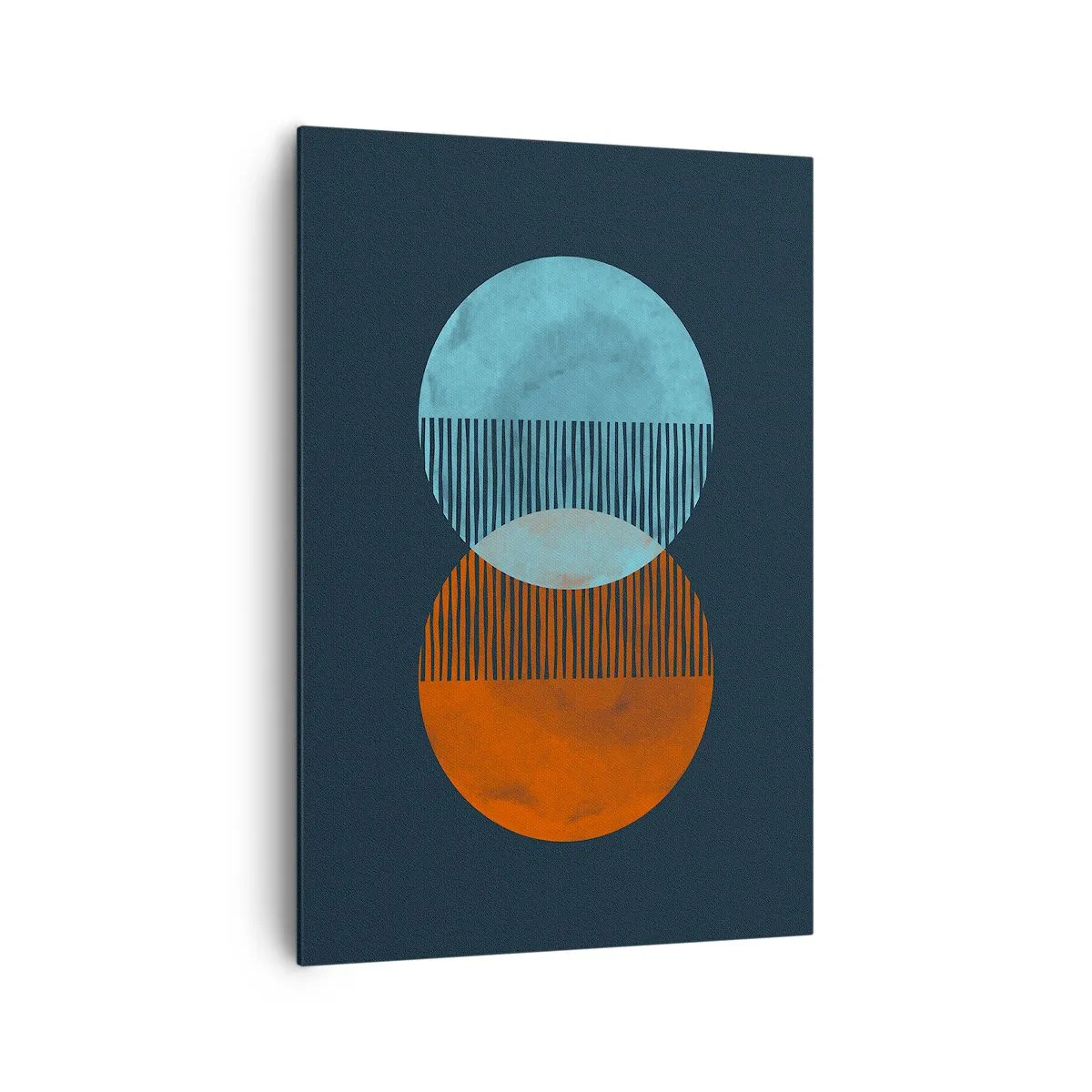 Bild auf Leinwand - Leinwandbild - Zwei orange und blaue Kreise auf dunklem Hintergrund - 70x100cm - Astronomische Fantasie - Moderne Wanddekoration für Wohnzimmer und Schlafzimmer ARTTOR
