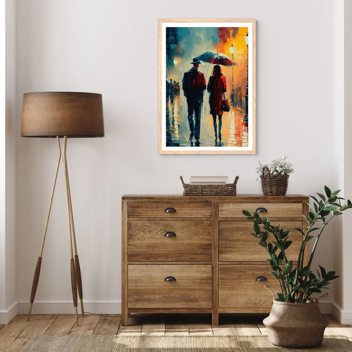 Poster in einem Rahmen aus heller Eiche - Urbane Liebesgeschichte - 30x40 cm