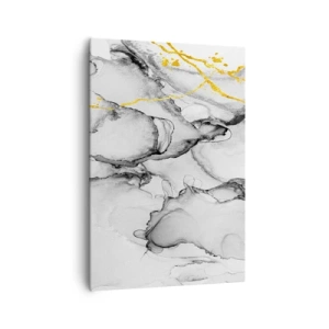 Bild auf Leinwand - Leinwandbild - Abstrakte schwarz-weiße Muster mit goldenen Akzenten - 70x100cm - Komposition mit Goldmotiv - Moderne Wanddekoration für Wohnzimmer und Schlafzimmer ARTTOR