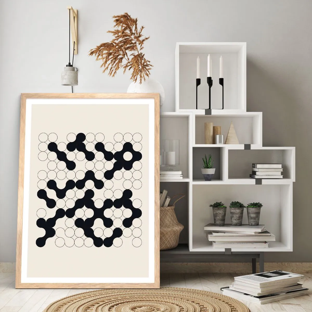 Poster in einem Rahmen aus heller Eiche - Chinesisches Spiel – Variation - 50x70 cm