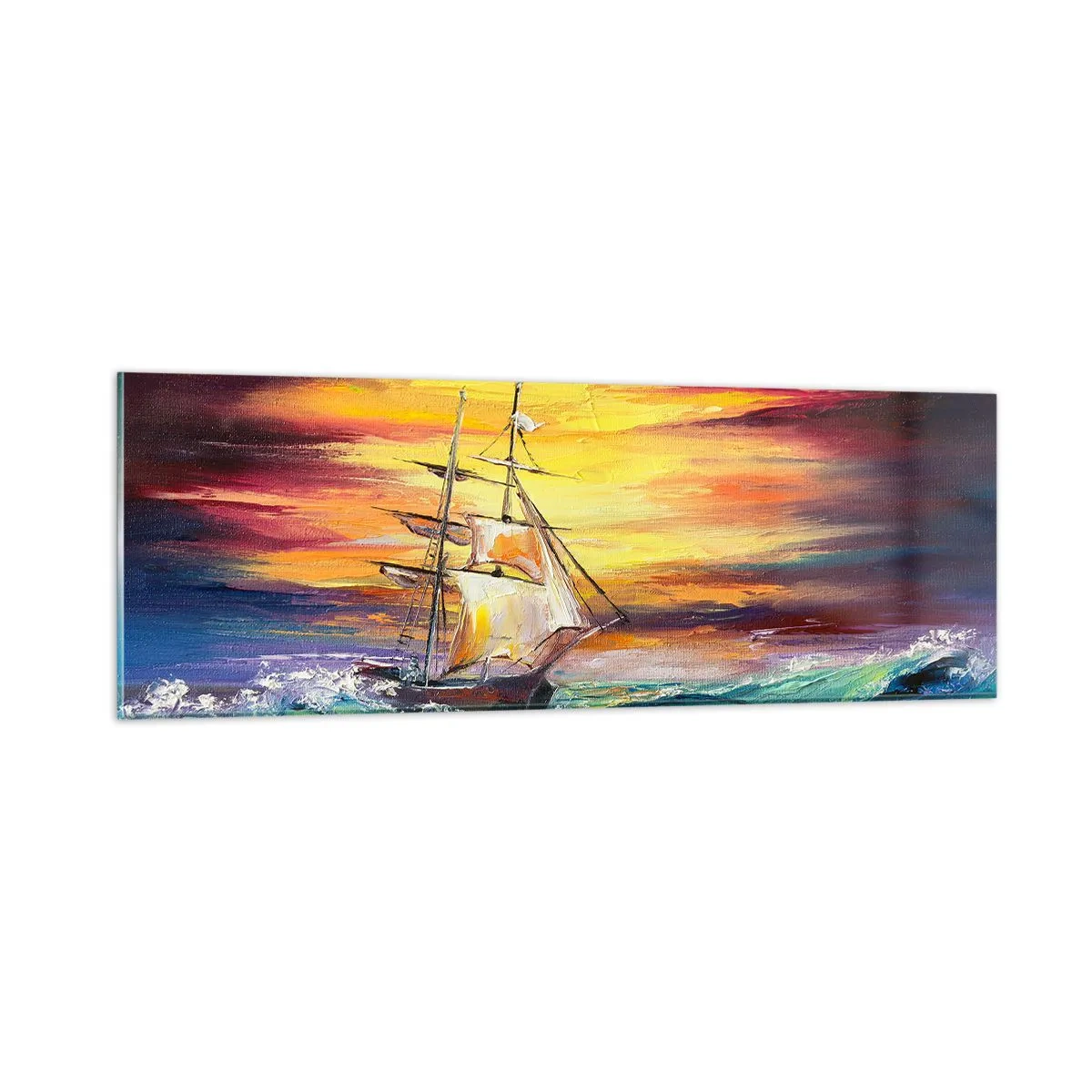 Glasbild - Bild auf glas - Tapfer unter den Wellen - 90x30 cm