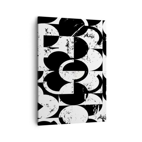 Bild auf Leinwand - Leinwandbild - Abstraktes schwarz-weißes geometrisches Muster mit Vintage-Effekt - 50x70cm - Weiß ist weiß und schwarz ist schwarz - Moderne Wanddekoration für Wohnzimmer und Schlafzimmer ARTTOR