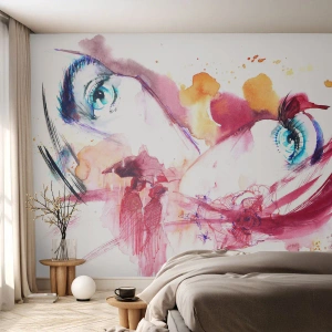 Fototapete Standard Eco - Die Welt gedeiht in der Nähe - Abstraktion, Das Gesicht einer Frau, Weibliche Augen - 500x350 cm