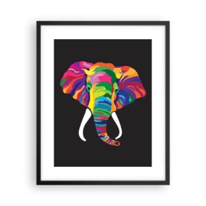 Poster in einem schwarzem Rahmen - Der Elefant, der es liebte, im Regenbogen zu baden - 40x50 cm