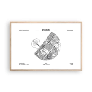 Poster in einem Rahmen aus heller Eiche - Anatomie von Dubai - 91x61 cm