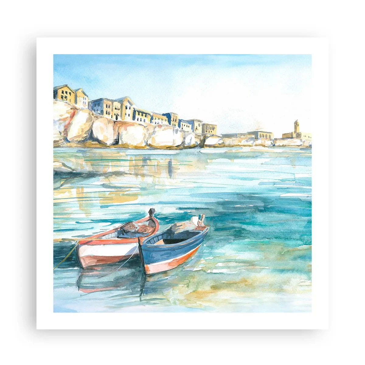 Poster - Landschaft in Azurblau - 60x60 cm