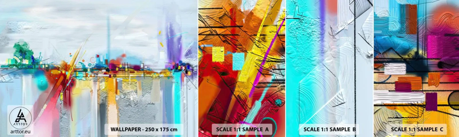 Fototapeten Muster Selbstklebend Deluxe Sticker - Freudenbrücke über den Fluss des Lebens - Abstraktion, Stück, Surrealismus - 100x30 cm