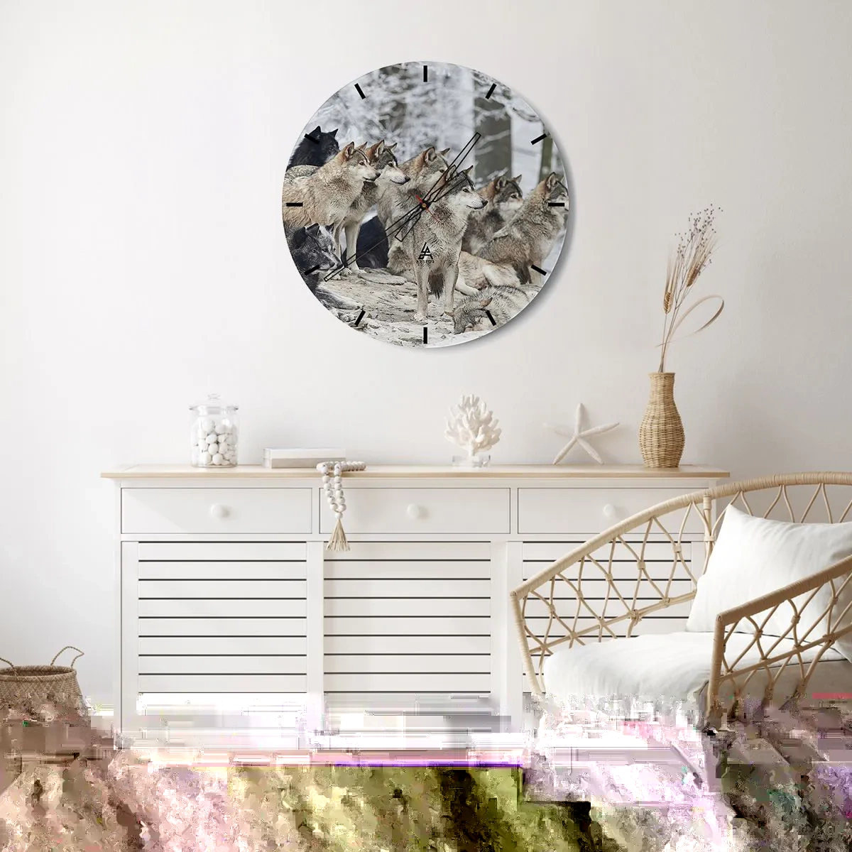 Wanduhr - Glasuhr - Familie und Freunde - 30x30 cm