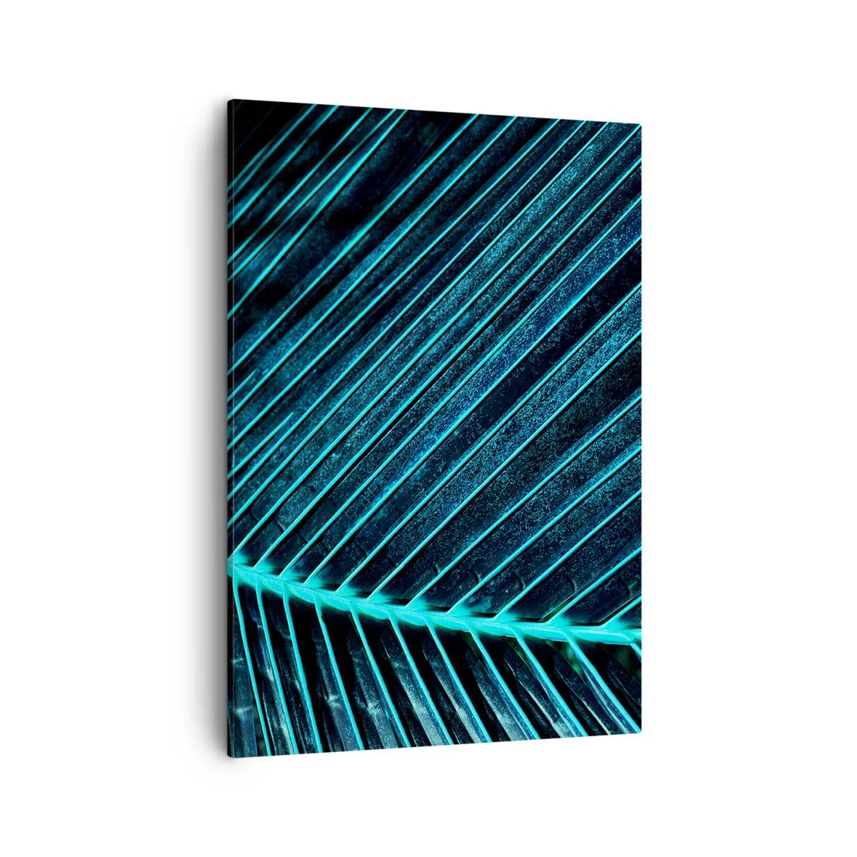 Bild auf Leinwand - Leinwandbild - Makrofotografie eines Blattes in Türkis- und Marineblautönen - 50x70cm - Grüne Textur - Moderne Wanddekoration für Wohnzimmer und Schlafzimmer ARTTOR