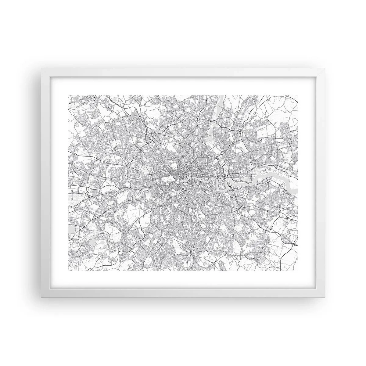 Poster in einem weißen Rahmen - Karte des Labyrinths von London - 50x40 cm