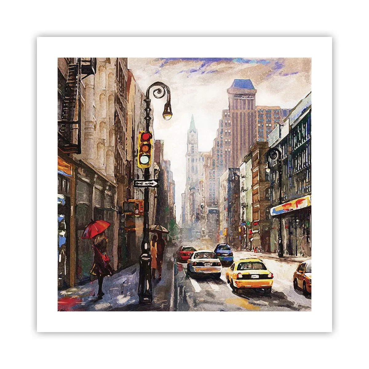 Poster - New York - auch im Regen bunt - 50x50 cm