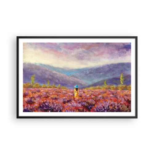 Poster in einem schwarzem Rahmen - In einer Lavendelwelt - 91x61 cm