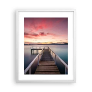 Poster in einem weißen Rahmen - Die sanfte Flamme des Abends - 40x50 cm