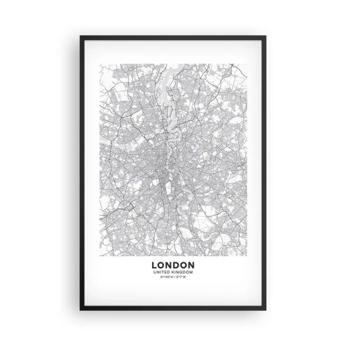Poster in einem schwarzem Rahmen - Karte des Labyrinths von London - 61x91 cm