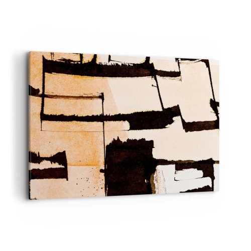 Bild auf Leinwand - Leinwandbild - Geometrische Muster in Braun- und Beigetönen - 100x70cm - Also doch Ordnung - Moderne Wanddekoration für Wohnzimmer und Schlafzimmer ARTTOR