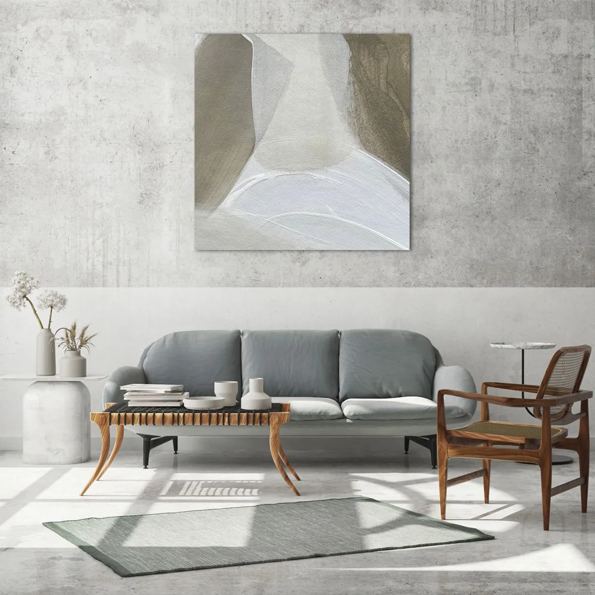 Glasbild - Bild auf glas - Welle aus Weiß - 70x70 cm