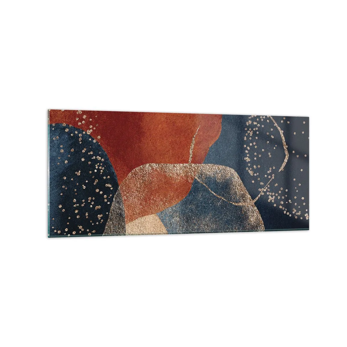 Glasbild - Bild auf glas - Abstrakte Formen in Rot- und Blautönen - 120x50cm - Die Leichtigkeit des Seins - Moderne Wanddekoration für Wohnzimmer und Schlafzimmer ARTTOR