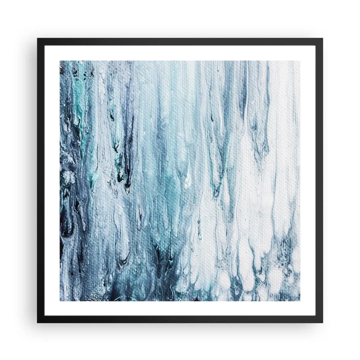 Poster in einem schwarzem Rahmen - Blaue Eiszapfen - 60x60 cm