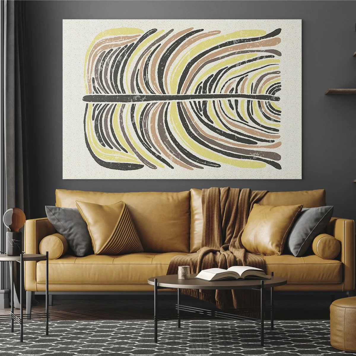 Glasbild - Bild auf glas - Organische Abstraktion in warmen Erdtönen auf hellem Hintergrund - 100x70cm - Abstraktion voller Leben - Moderne Wanddekoration für Wohnzimmer und Schlafzimmer ARTTOR