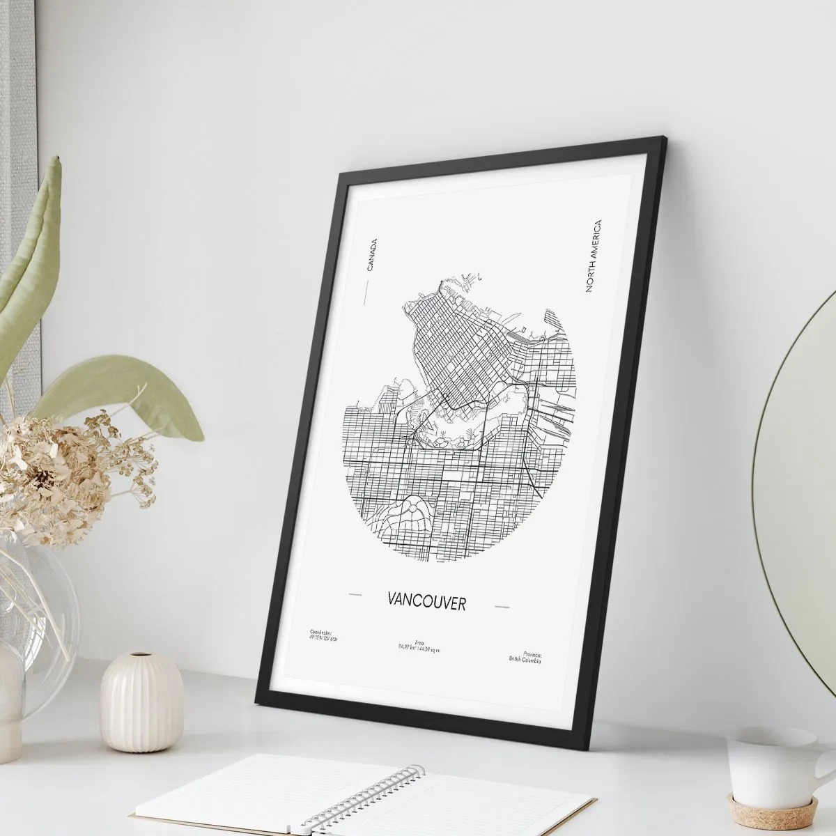 Poster in einem schwarzem Rahmen - Anatomie von Vacouver - 30x40 cm