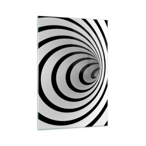 Glasbild - Bild auf glas - Eine schwarz-weiße Spirale mit hypnotischer Wirkung - 70x100cm - Sie können dem auch nicht widerstehen? - Moderne Wanddekoration für Wohnzimmer und Schlafzimmer ARTTOR