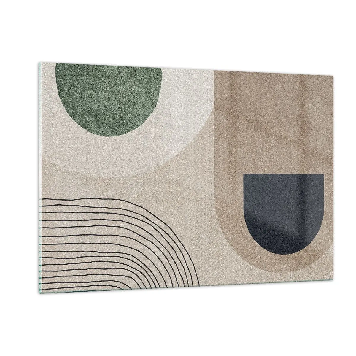 Glasbild - Bild auf glas - Abstrakte geometrische Figuren in gedämpften Farben - 120x80cm - Sanftheit des Ovals - Moderne Wanddekoration für Wohnzimmer und Schlafzimmer ARTTOR