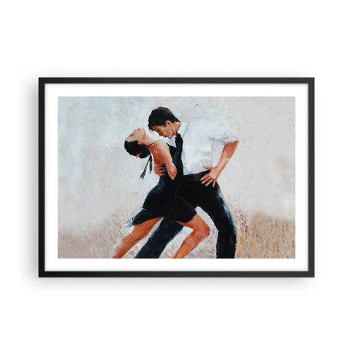 Poster in einem schwarzem Rahmen - Ein tanzendes Paar in einer eleganten, sinnlichen Aufnahme - 70x50cm - Tango meiner Träume und Träume - Moderne Wanddekoration für Wohnzimmer und Schlafzimmer ARTTOR