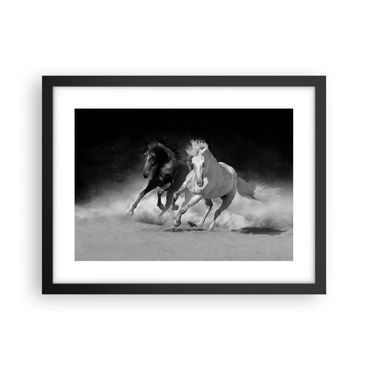 Poster in einem schwarzem Rahmen - Galopp der Freiheit - 40x30 cm