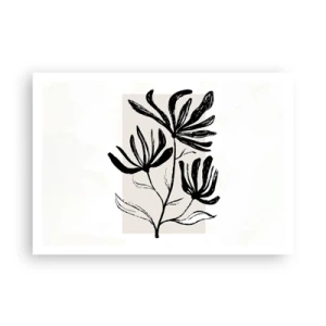 Poster - Minimalistisches schwarz-weißes Blumenmotiv - 100x70cm - Skizze für das Herbarium - Moderne Wanddekoration für Wohnzimmer und Schlafzimmer ARTTOR