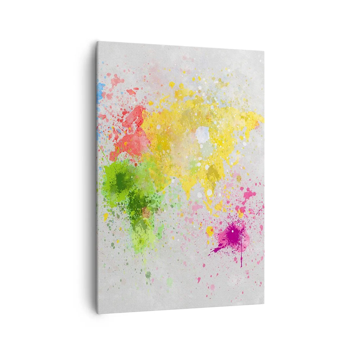 Bild auf Leinwand - Leinwandbild - Eine Weltkarte in farbenfroher Aquarell-Interpretation - 70x100cm - Alle Farben der Welt - Moderne Wanddekoration für Wohnzimmer und Schlafzimmer ARTTOR
