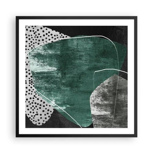 Poster in einem schwarzem Rahmen - Bunte Abstraktion mit Blattgold - 60x60 cm