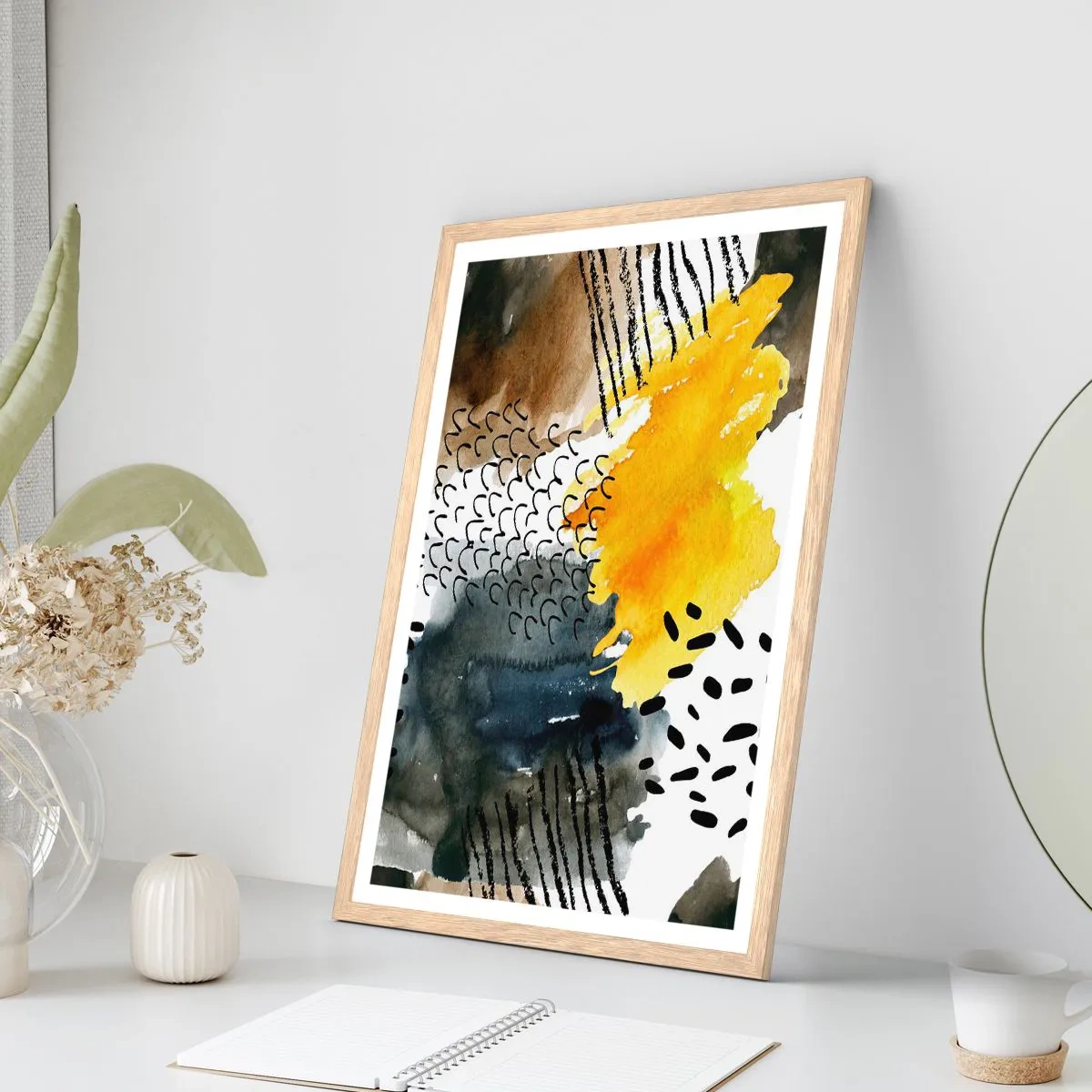 Poster in einem Rahmen aus heller Eiche - Ein Treffen der Elemente der Natur - 50x70 cm