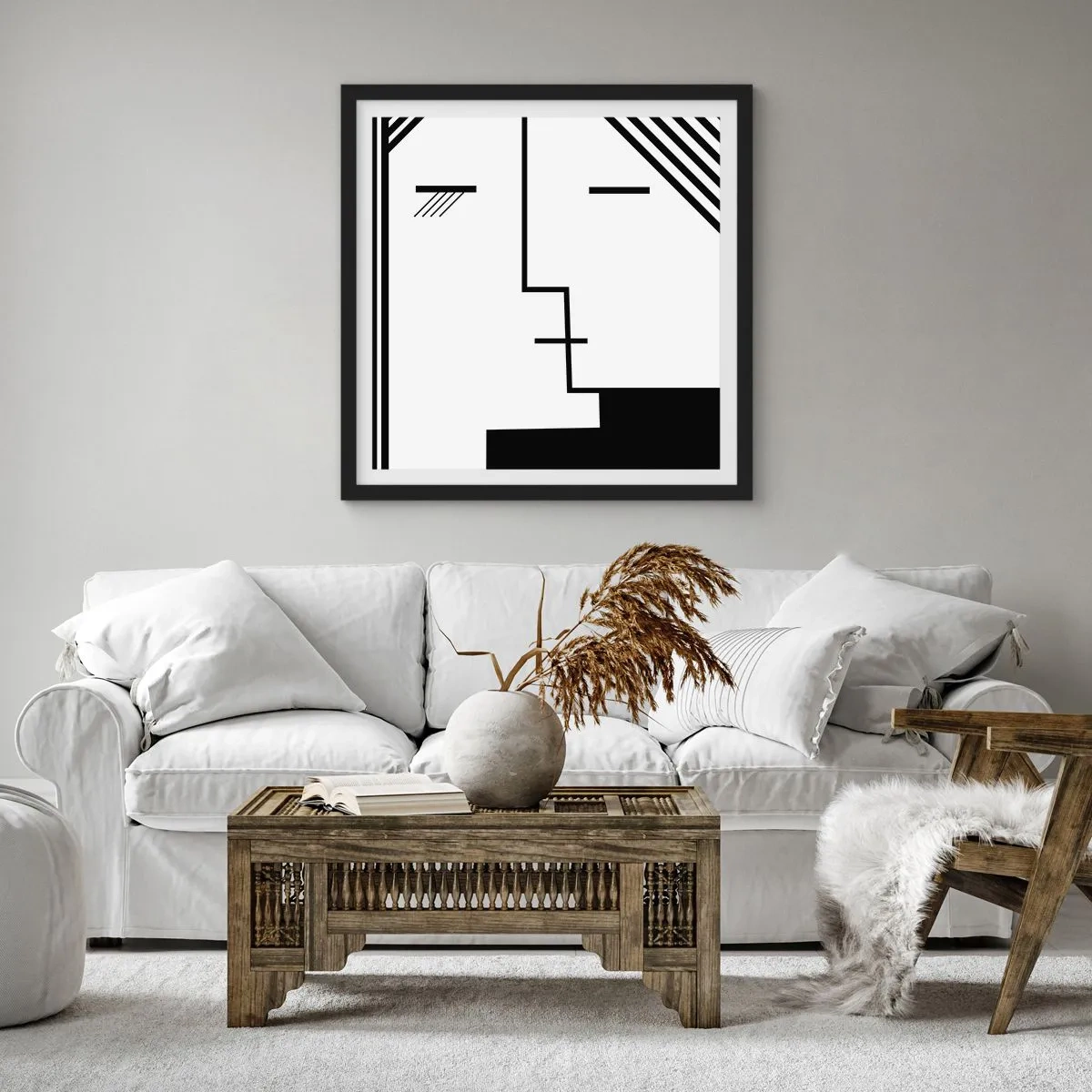 Poster in einem schwarzem Rahmen - Einfach ein Kuss - 50x50 cm