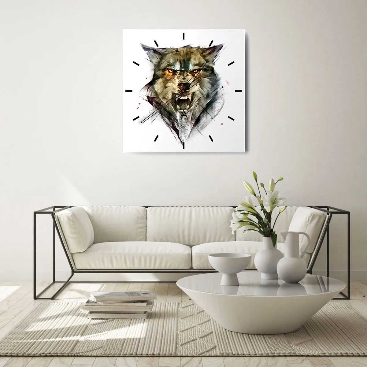 Wanduhr - Glasuhr - Kein Schritt näher! - 40x40 cm