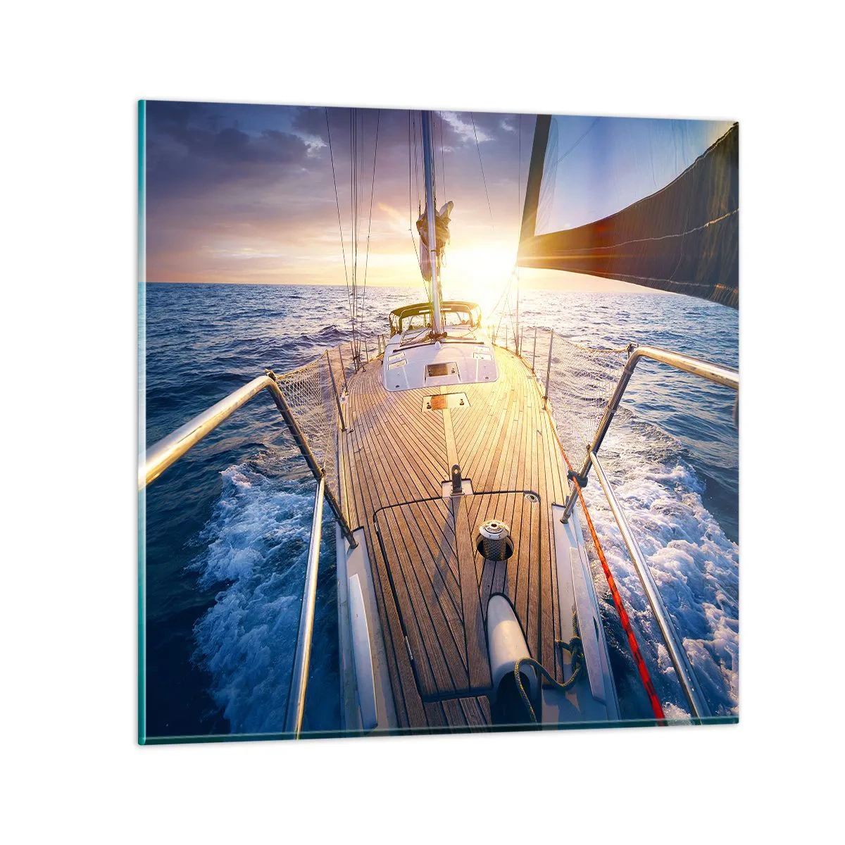 Glasbild - Bild auf glas - Laufen unter den Wellen - 70x70 cm