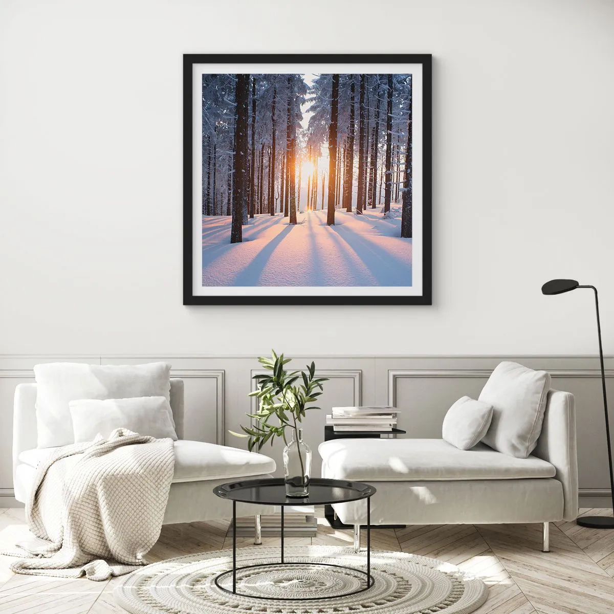 Poster in einem schwarzem Rahmen - Ganz klar schwarz auf weiß - 50x50 cm