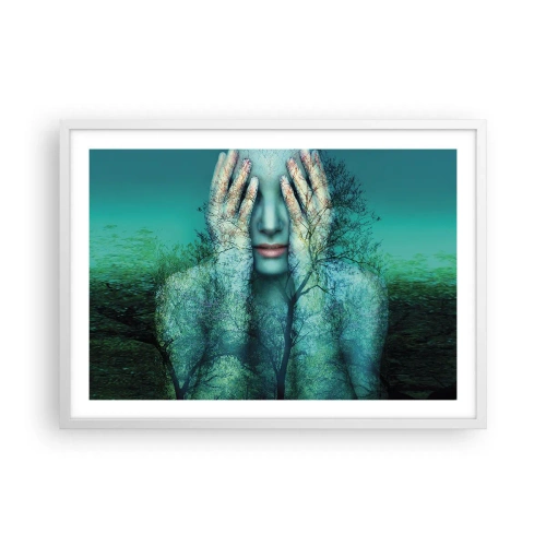 Poster in einem weißen Rahmen - Eingetaucht in Blau - 70x50 cm