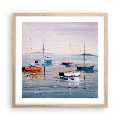 Poster in einem Rahmen aus heller Eiche - Wohlverdiente Ruhe - 50x50 cm