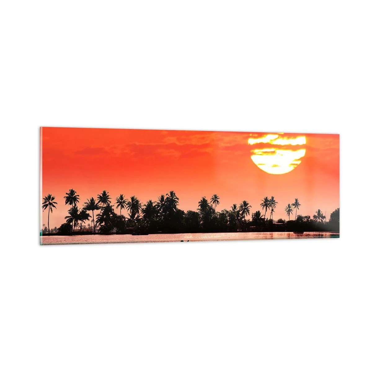 Glasbild - Bild auf glas - Die Ruhe der Tropen bei Sonnenuntergang - 90x30 cm