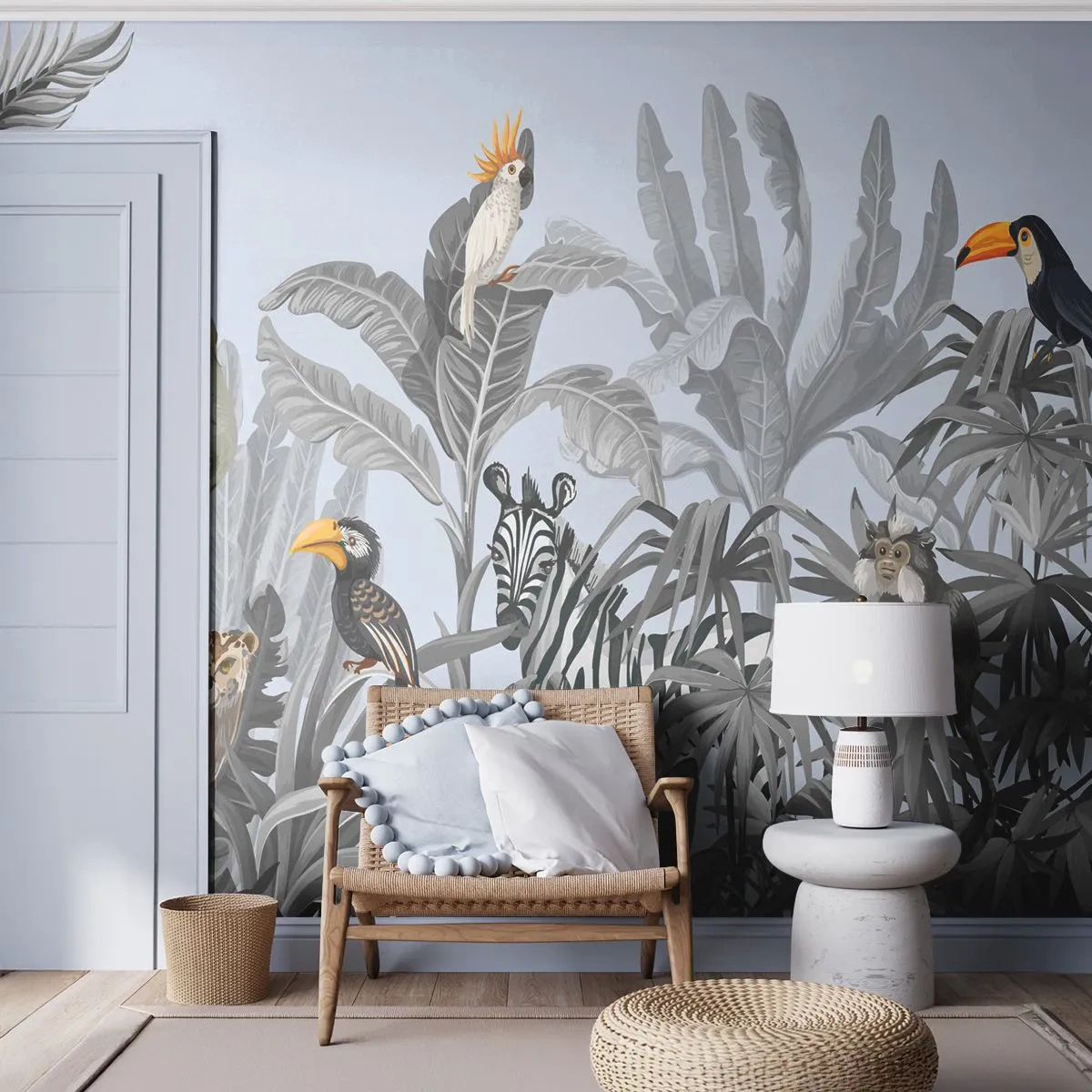 Maßgeschneiderte Fototapete Premium Canvas - Afrikanisches Märchen - Abstraktion, Dschungel, Tiere