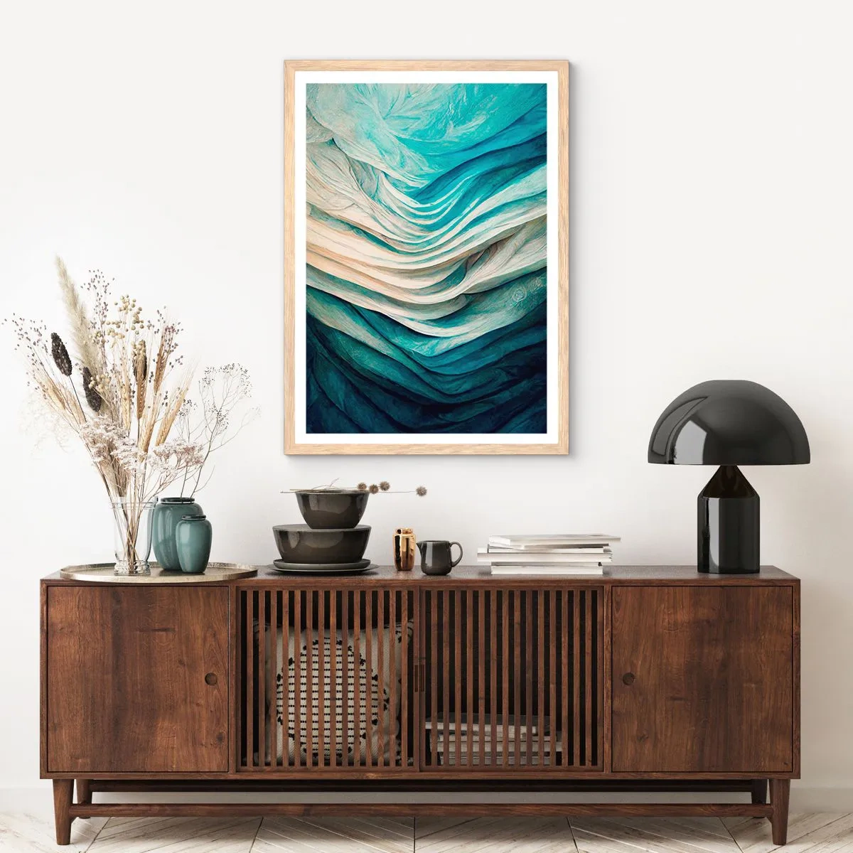 Poster in einem Rahmen aus heller Eiche - Blaue Unersättlichkeit - 50x70 cm