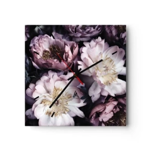 Wanduhr - Glasuhr - Blumen in zarten Pastelltönen - 30x30cm - Blumenstrauß im alten Stil - Moderne Wanddekoration für Wohnzimmer und Schlafzimmer ARTTOR