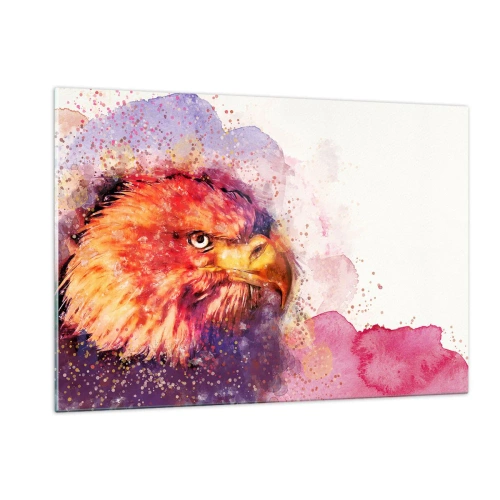 Glasbild - Bild auf glas - Aquarellporträt eines Adlers in intensiven Farben - 120x80cm - Du willst nicht wissen, woran ich denke - Moderne Wanddekoration für Wohnzimmer und Schlafzimmer ARTTOR