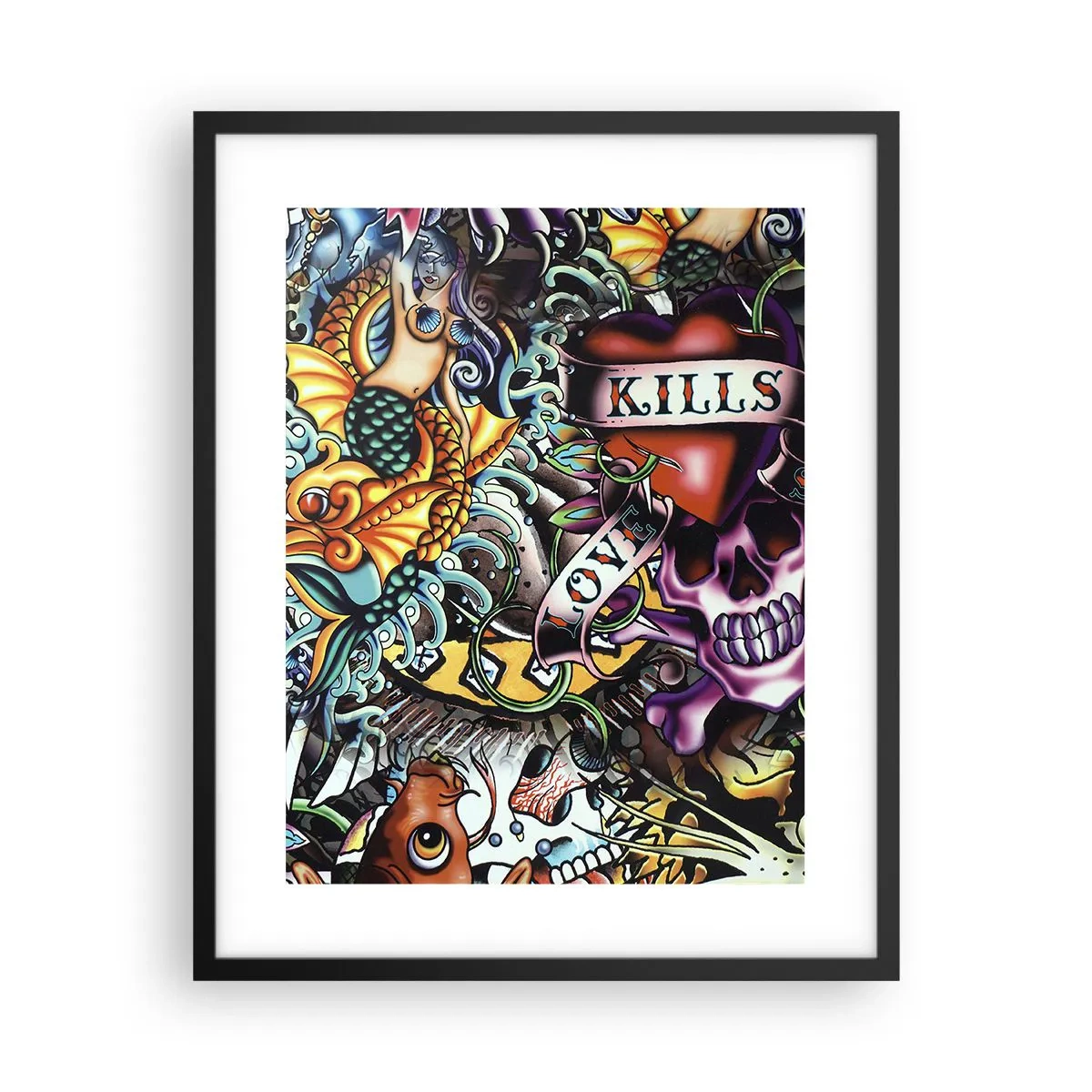 Poster in einem schwarzem Rahmen - Der Traum des Tätowierers - 40x50 cm
