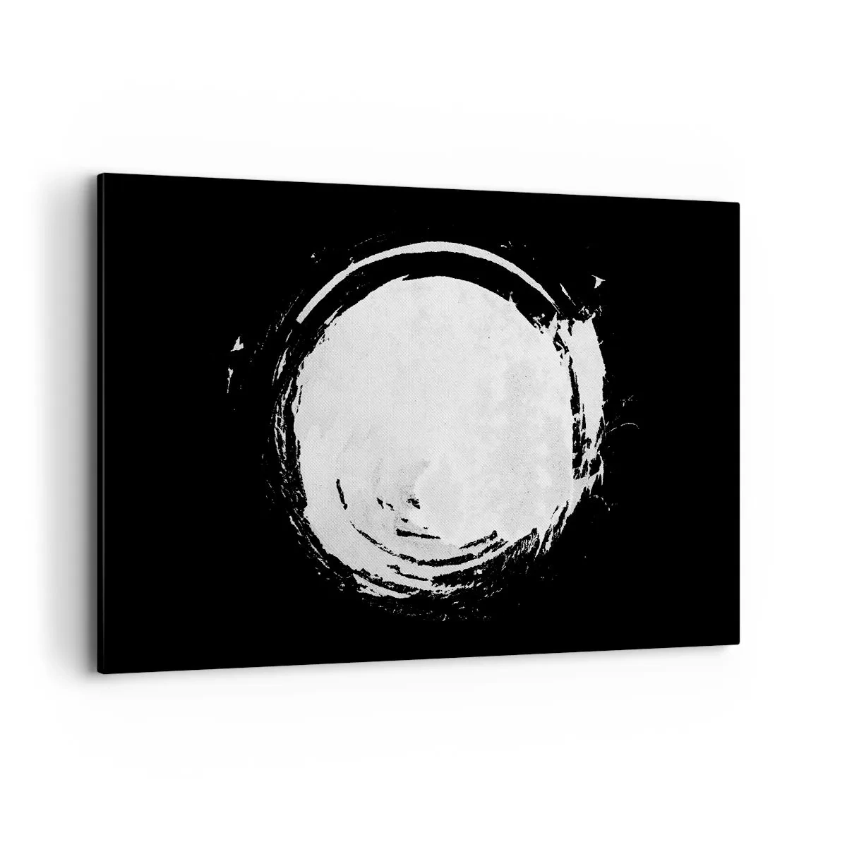 Bild auf Leinwand - Leinwandbild - Ein weißer Kreis auf schwarzem Hintergrund im minimalistischen Stil. - 120x80cm - Gute Möglichkeit - Moderne Wanddekoration für Wohnzimmer und Schlafzimmer ARTTOR