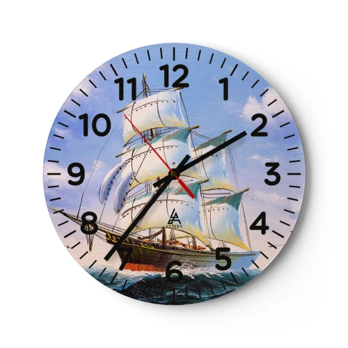 Wanduhr - Glasuhr - Mit Stolz mit dem Wind - 30x30 cm