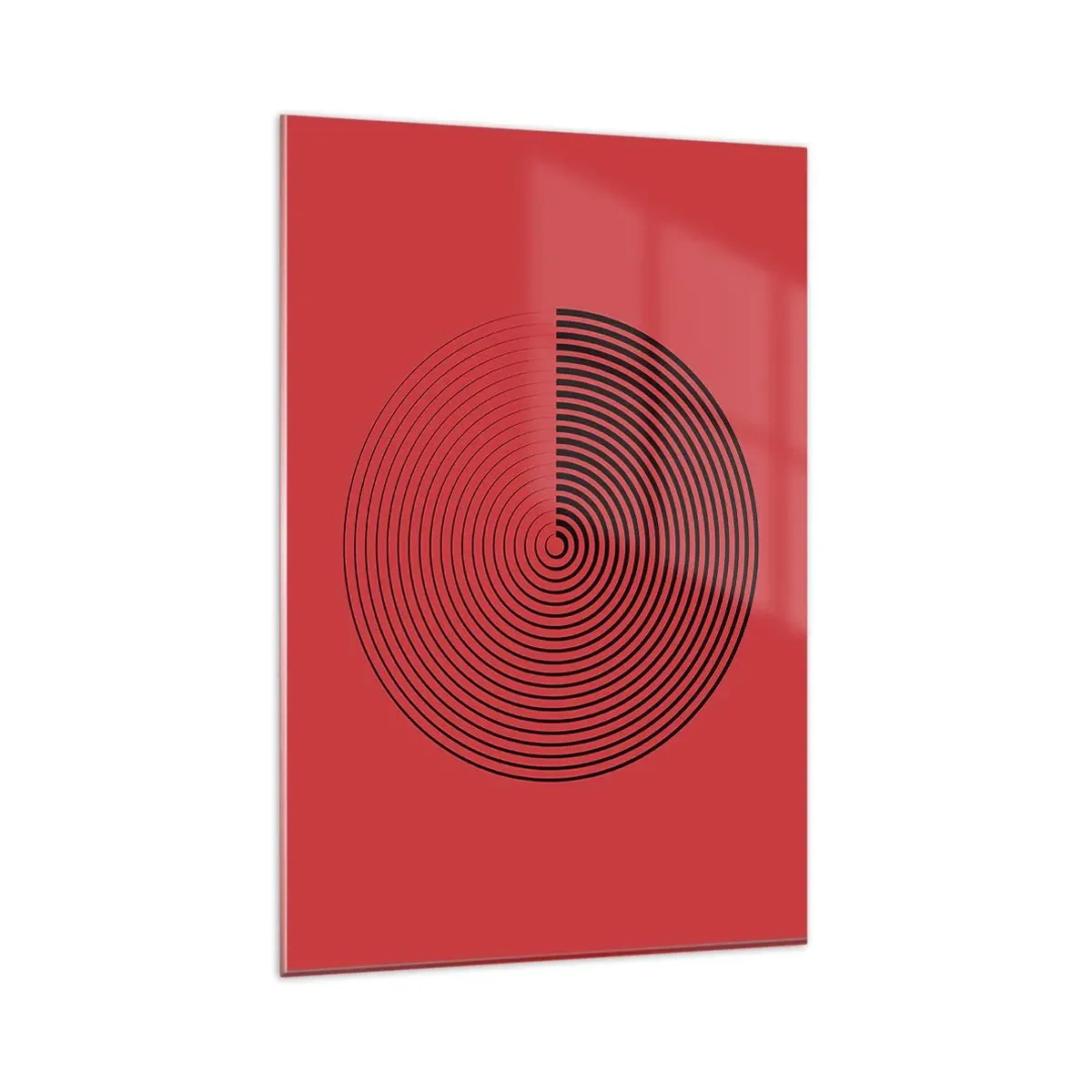 Glasbild - Bild auf glas - Konzentrische Kreise auf rotem Hintergrund - 80x120cm - Kreisbewegung - Moderne Wanddekoration für Wohnzimmer und Schlafzimmer ARTTOR