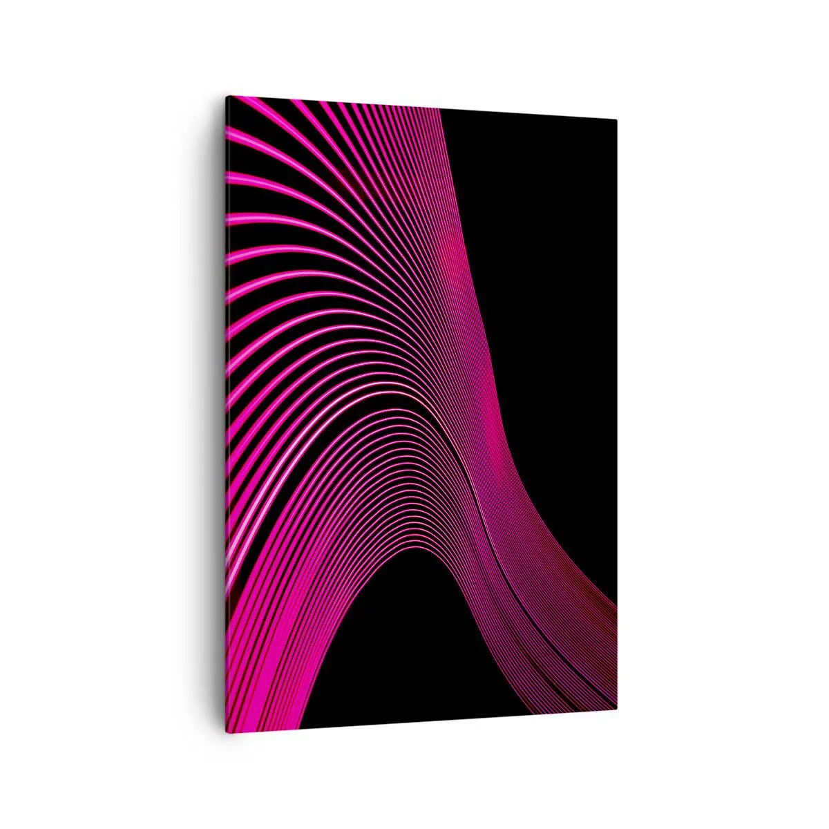 Bild auf Leinwand - Leinwandbild - Futuristische Linien in Rosatönen auf schwarzem Hintergrund - 70x100cm - Allee des Lichts - Moderne Wanddekoration für Wohnzimmer und Schlafzimmer ARTTOR