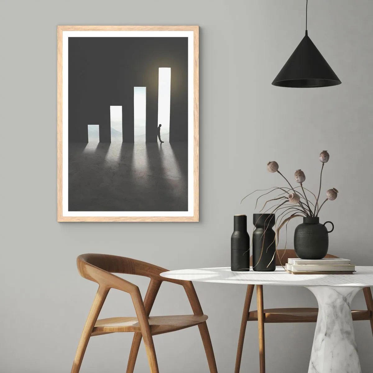 Poster in einem Rahmen aus heller Eiche - Erfolg – Impression - 70x100 cm
