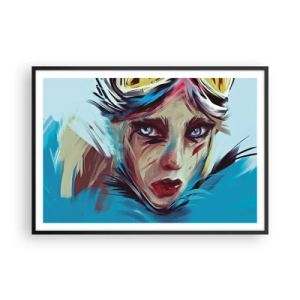 Poster in einem schwarzem Rahmen - Porträt einer Frau in dynamischen Farben und einem abstrakten Stil - 100x70cm - Strassenkämpferin - Moderne Wanddekoration für Wohnzimmer und Schlafzimmer ARTTOR